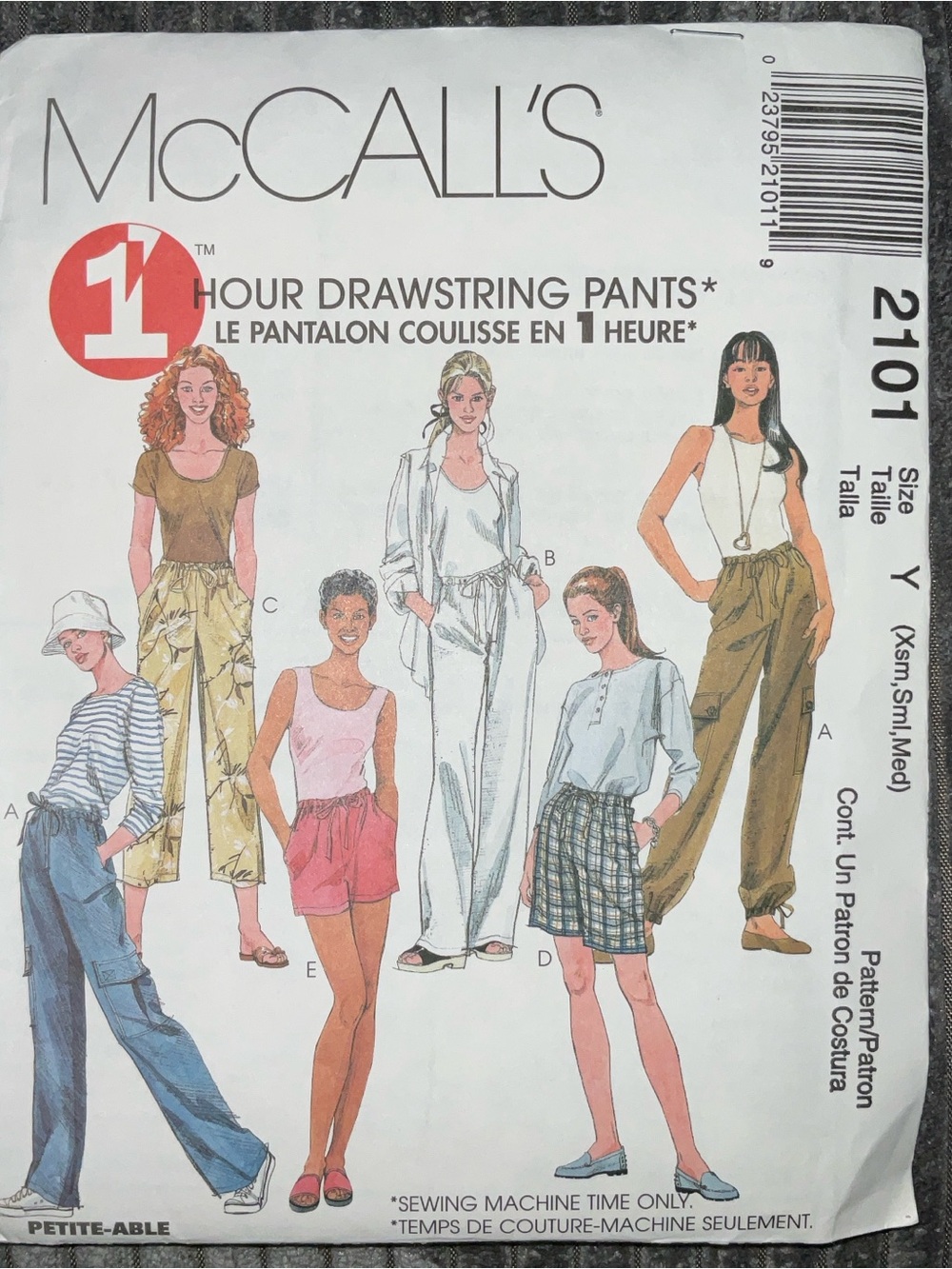 McCall’s 2101 1 hour drawstring pants/shorts xs, s, m. Uncut FF